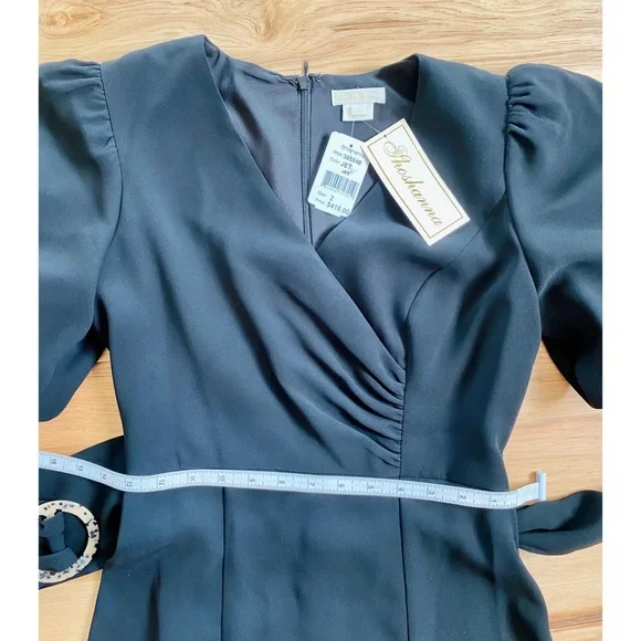 Shoshanna Esmeralda Puff-Sleeve Crepe Dress in Jet Black sz 2 NWT - Picture 13 of 16